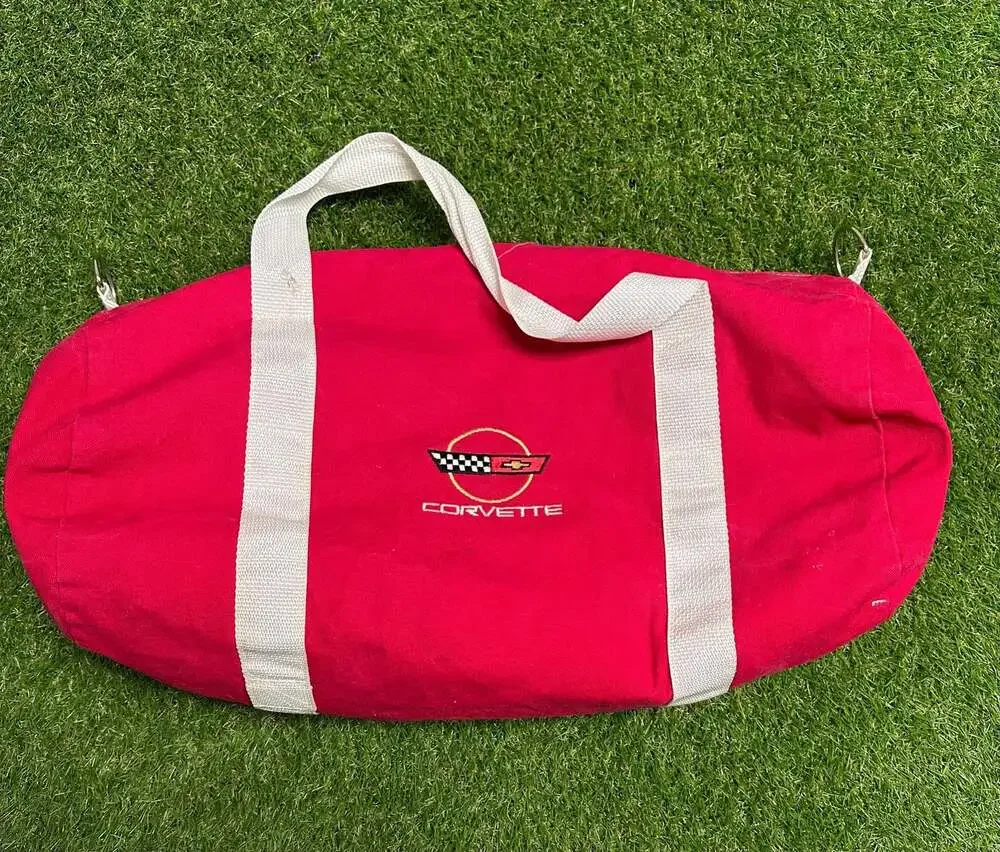 Augusta Sportswear Vintage Red Canvas Chevrolet Corvette Embroidered Duffle Bag